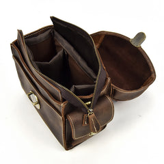 Handmade Leather Mens Cool Small Messenger Bag SLR Camera Case Bag Cycling Bag for men
