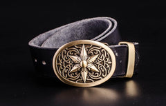 Handmade Genuine Leather Punk Rock Western Country Star of David Mens Cool Men Biker Trucker Leather Belt
