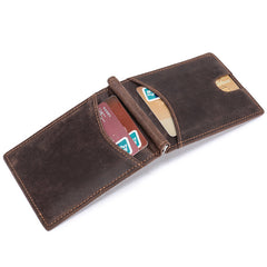 Handmade Leather Money Clip Mens Cool billfold Wallet Card Holder Small Card Slim Wallets for Men