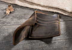 Handmade Leather Mens Cool Slim Leather Wallet Men Small Wallets Bifold for Men