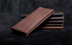 Handmade Leather Mens Cool Long Leather Wallet Clutch Wristlet Wallet for Men