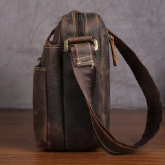 Handmade Leather Mens Cool Small Messenger Bag iPad Bag Chest Bag Bike Bag Cycling Bag for men