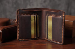 Handmade Leather Mens Cool Slim Leather Wallet Men Small Wallets Bifold for Men - iwalletsmen