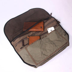 Black Green Canvas Large Messenger Bag Crossbody Bag Black Canvas Satchel Bag For Men - iwalletsmen
