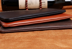 Genuine Leather Mens Cool Long Leather Wallet Slim Zipper Clutch Wristlet Wallet for Men