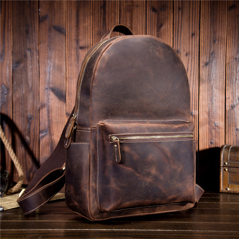 Genuine Leather Mens Cool Backpack Sling Bag Large Black  display picture 2