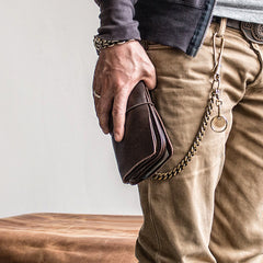 Handmade Leather Mens Cool Long Leather Wallet Bifold Bulky Clutch Wallet for Men - iwalletsmen