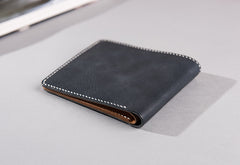 Handmade Leather Mens Cool Slim Leather Wallet Men Small Wallets Bifold for Men