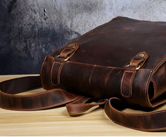 Genuine Leather Mens Cool Backpack Sling Bag Large Black Travel Bag Hiking Bag for men