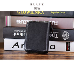 Handmade Mens Cool billfold Leather Wallet Men Small Card Wallets Zipper for Men - iwalletsmen