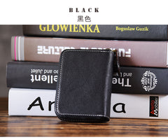 Handmade Mens Cool billfold Leather Wallet Men Small Card Wallets Zipper for Men