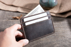 Handmade Leather Mens Cool billfold Wallet Card Holder Small Card Slim Wallets for Men - iwalletsmen