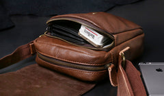 Genuine Leather Mens Cool Messenger Bag Square Bag Chest Bag Bike Bag Cycling Bag for men