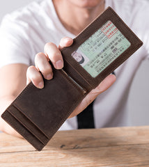 Handmade Leather Mens Cool billfold Wallet Card Holder Small Card Slim Wallets for Men