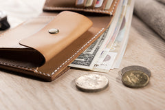 Handmade Leather Mens Cool Slim Leather Wallet Men Small Wallets Bifold for Men