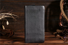 Handmade Leather Mens Clutch Wallet Cool Leather Wallet Long Phone Wallets for Men