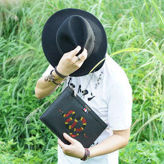 Handmade Leather Mens Clutch Snake Cool Slim Wallet Zipper Clutch Wristlet Wallet for Men - iwalletsmen
