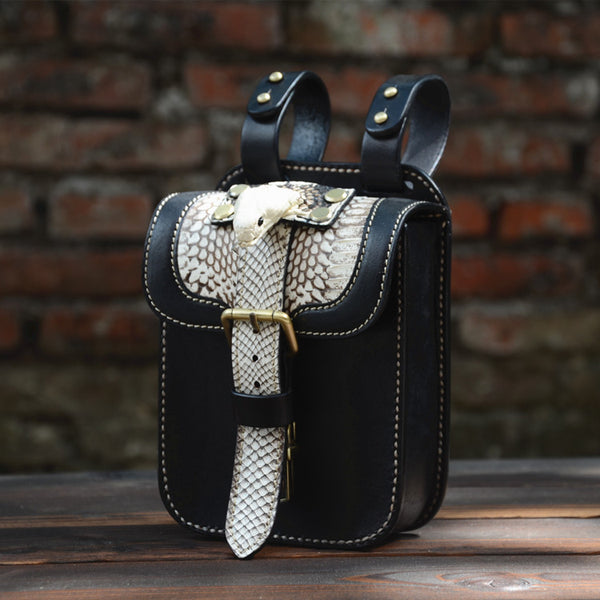 Handmade Biker Leather Belt Pouch Mens Cases Waist Bag Hip Pack Belt Bag Fanny Pack Bumbag for Men