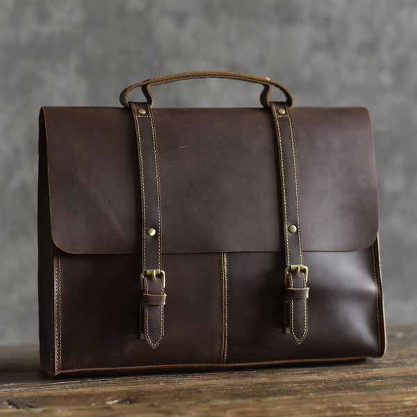 Genuine Leather Mens Cool Messenger Bag Briefcase Work Bag Business Bag for men