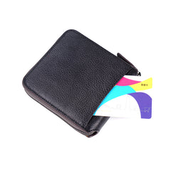 Handmade Mens Cool billfold Leather Wallet Men Small zipper Wallets Bifold for Men - iwalletsmen