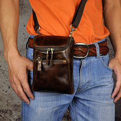 Leather Belt Pouch Mens Small Cases Waist Bag Hip Pack Belt Bag Fanny Pack Bumbag for Men