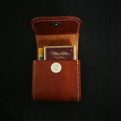 Brown Leather Mens Cigarette Case Cigarette Holder Belt Pouch with Belt Loop for Men - iwalletsmen
