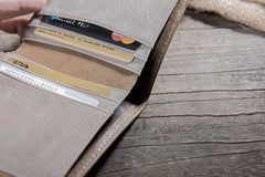 Handmade Leather Mens Cool Slim Leather Wallet Men Small Wallets Bifold for Men
