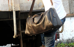 Genuine Leather Mens Cool Weekender Bag Travel Bag Duffle Bags Overnight Bag Holdall Bag for men