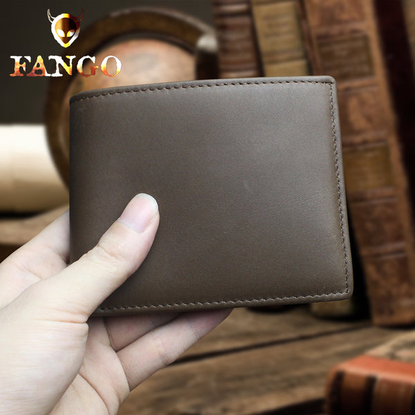 Handmade Leather Mens Cool Slim Leather Wallet Men billfold Wallets Bifold for Men