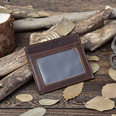 Handmade Leather Mens Cool Slim Leather Wallet Card Wallet Holders Men Small Wallets Bifold for Men