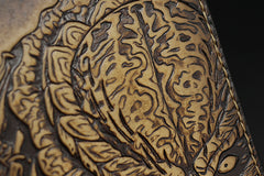 Handmade Leather Tooled Predator Mens billfold Wallet Cool Leather Wallet Slim Wallet for Men