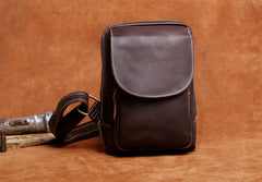 Genuine Leather Mens Cool Chest Bag Sling Bag Crossbody Bag Travel Bag Hiking Bag for men