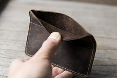 Handmade Leather Mens Cool billfold Wallet Card Holder Small Card Slim Wallets for Men