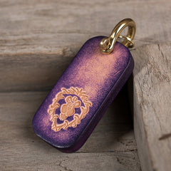 Handmade Leather Mens World of Warcraft Cool Keychain KeyCharm Keyring Pendant for Men