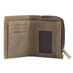 Handmade Leather Mens Cool Slim Leather Wallet Men Small Wallets Bifold for Men