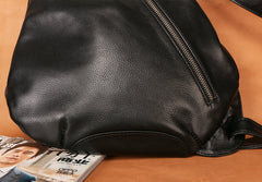 Black Leather Mens Sling Bag Sling Shoulder Bag Sling Backpack for men - iwalletsmen