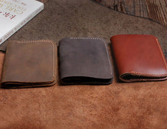 Handmade Leather Mens Cool Slim Leather Wallet Men Small Wallets Bifold for Men