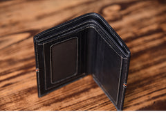 Handmade Leather Mens Cool Slim Leather Wallet Men Small Wallets Bifold for Men - iwalletsmen