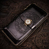 Handmade Leather Tibetan Mens Chain Biker Wallet Cool Leather Wallet Long Clutch Wallets for Men