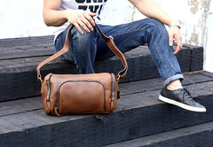 Genuine Leather Mens Messenger Bag Cool Weekender Bag Travel Bag Duffle Bags Overnight Bag Holdall Bag for men