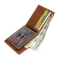Genuine Leather Mens Wallet Cool billfold Slim Bifold Wallet Card Coin Holder Wallet Purse for Mens - iwalletsmen