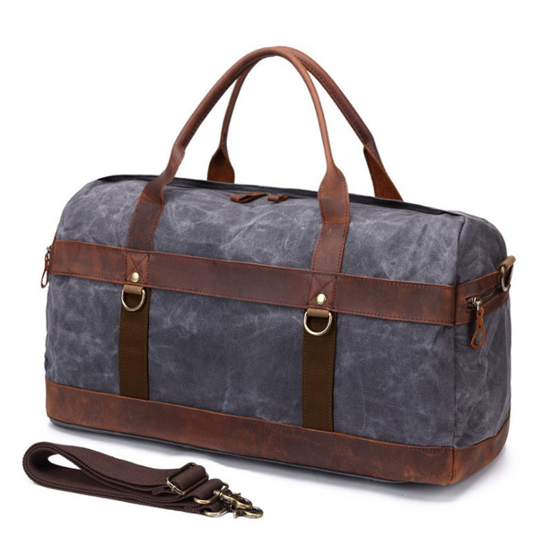 Mens Waxed Canvas Leather Weekender Bag Canvas Large Travel Bag for Men - iwalletsmen