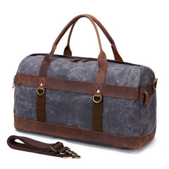 Mens Waxed Canvas Leather Weekender Bag Canvas Large Travel Bag for Men - iwalletsmen