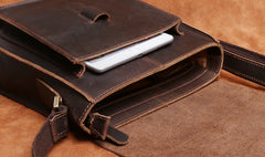 Handmade Leather Mens Cool Messenger Bag Square Bag Chest Bag Bike Bag Cycling Bag for men