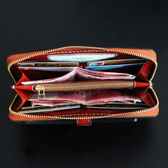 Handmade Mens Tooled Snow Lion Leather Chain Wallet Biker Trucker Wallet with Chain - iwalletsmen