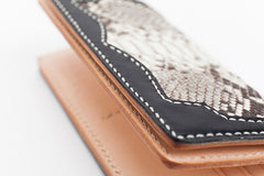 Cool Black Snakeskin Leather Mens Long Wallet Handmade Bifold Long Wallet For Men - iwalletsmen