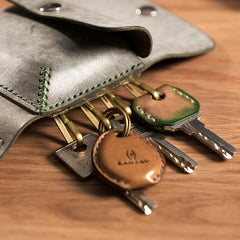 Handmade Leather Mens Cool Key Wallet Car Key Holder Car Key Case Card Holder for Men