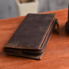 Handmade Leather Mens Cool Long Leather Wallet Cards Clutch Wallet for Men - iwalletsmen