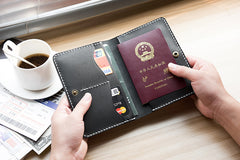 Handmade Leather Mens Travel Wallet Passport Leather Wallet billfold Slim Wallets for Men