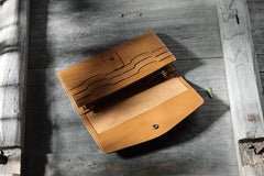 Handmade Leather Mens Clutch Wallet Cool Leather Wallet Long Phone Wallets for Men